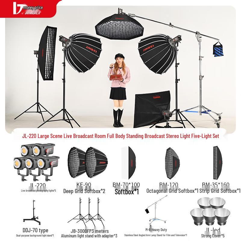 JINBEI JL-220 LED Continuous Light Kit for Live Streaming & Photography