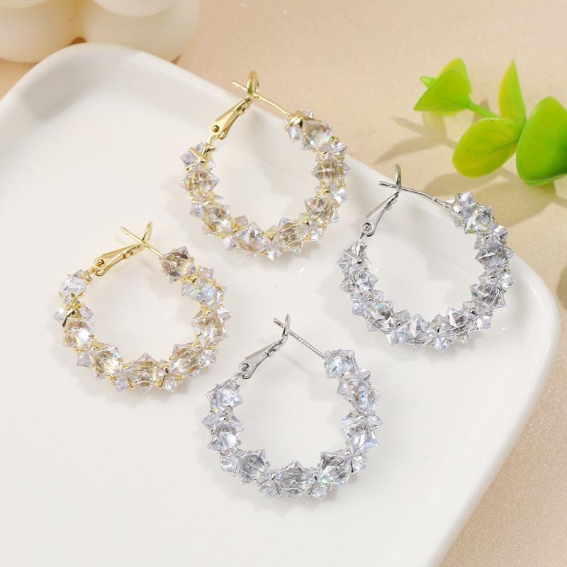 Elegant Personality Creative Fashion Trendy Exquisite Irregular Shining Zircon C-shaped Earrings Party Wedding Zircon Gift