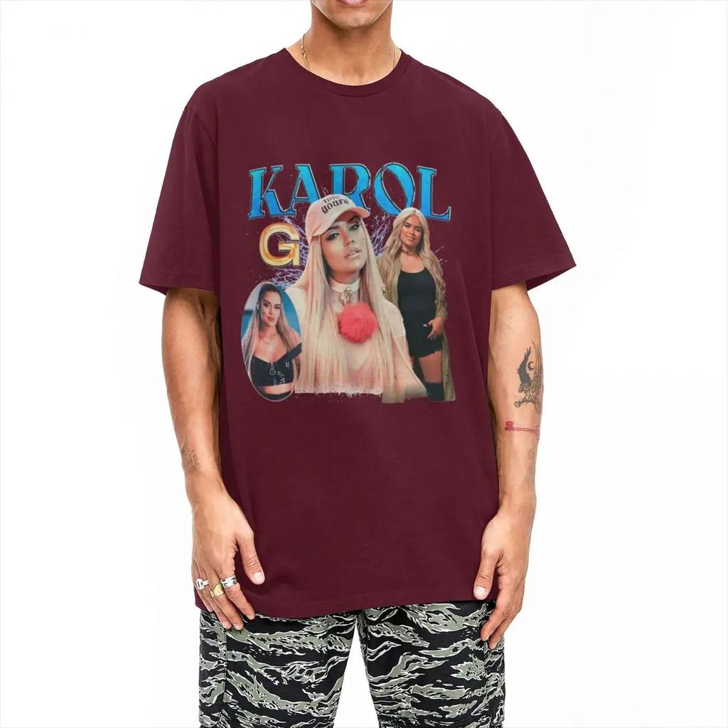 Men's T-Shirts Karol G Bootleg Intage Vintage Cotton Tee Shirt Short Sleeve Bichota Tour T Shirts Round Collar Clothing Gift