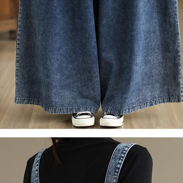 Dimanaf Dámské 2025 Podzim Nové Nadměrné Velikosti Džínové Šaty Kombinéza Vintage Elegantní Volné Ležérní Základní Pásek Maxi