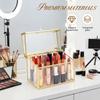 18/24 Grid Lipstick Storage Rack Transparent Lip Gloss Display Case with Lid Desktop Lipstick Sorting Rack Cosmetics Storage Box