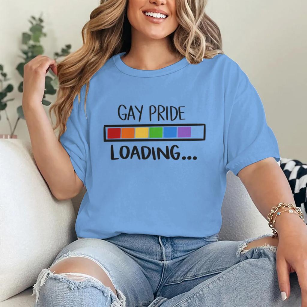 Gay Pride Loading Print T Shirts Casual Summer LGBT Women Men Tshirts Short Sleeve Lesbian Bisexual GAY Streetwear Gifts