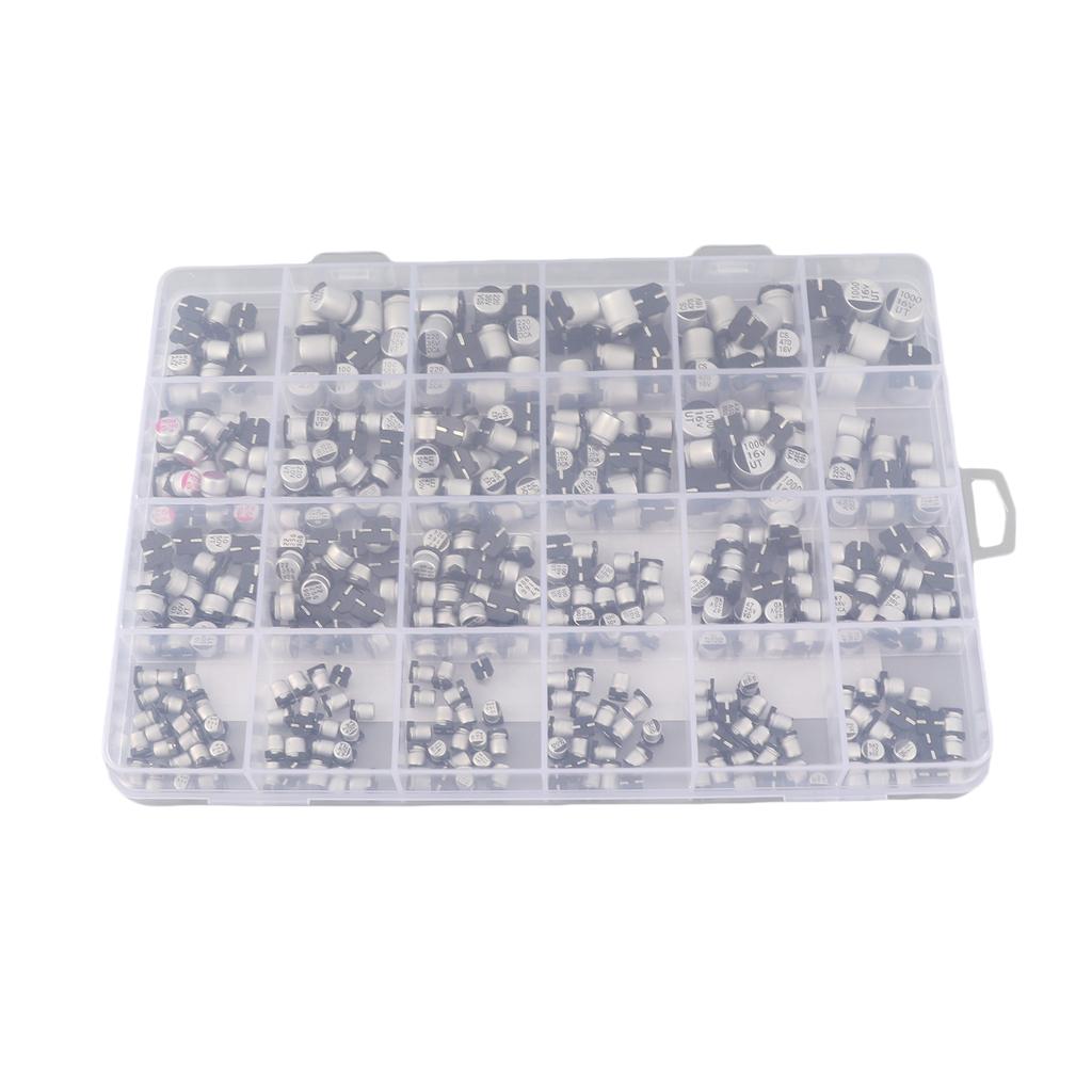 400pcs 24value Electrolytic Capacitor Assortment Kit 1uF 1000uF 6.3V 50V Aluminum Assorted Capacitors with Storage Box