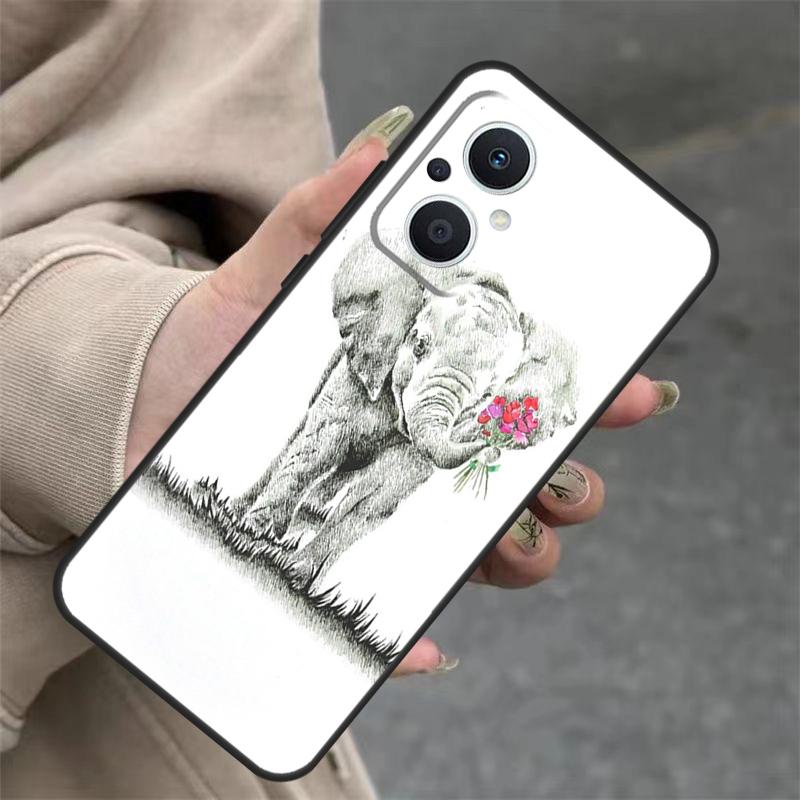 Cute Elephant Case For OPPO Reno 11 F 10 Pro 4 5 6 7 8 Lite 4Z 5Z 8T OPPO Find X3 X2 Lite X6 X5 Pro Cover
