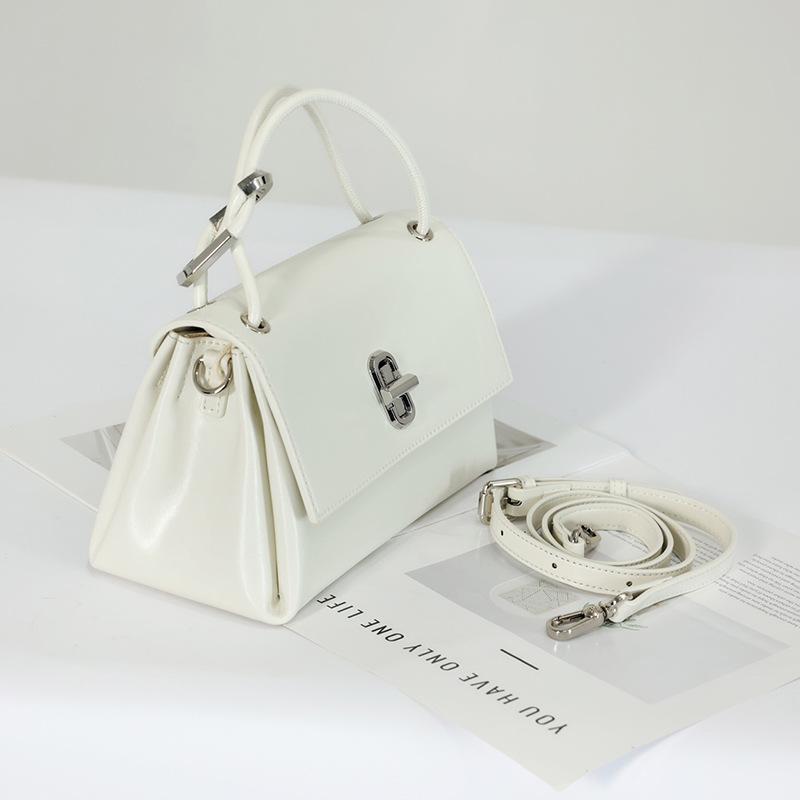 

New Fashionable Cowhide Crossbody Shoulder Bag, Women s Genuine Leather, Large Capacity, High-end Feel, Hundred Handle Tote Bag брудно-білий