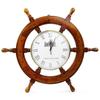 Premium Wood Ship Wheel W/Downton Abbey Time's Clock | Pirate's Gift | Beach Home Decor | Nagina International (30 Inches