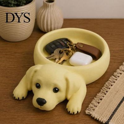 Ornement Décoration de Maison Créatif Labrador Chien Imprimé 3D Plateau de Rangement, Décor Porte-Clés Chiot Mignon, Petite Boîte Décorative pour Chambre à Coucher Forme Plateau à Objets