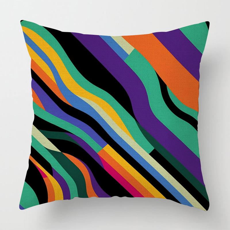 Home Decor Vibrant Wavy Pattern Digital Print Pillow Covers Pattern Cushion Cover Suitable for Sofa Bedroom Car Pillow Cover