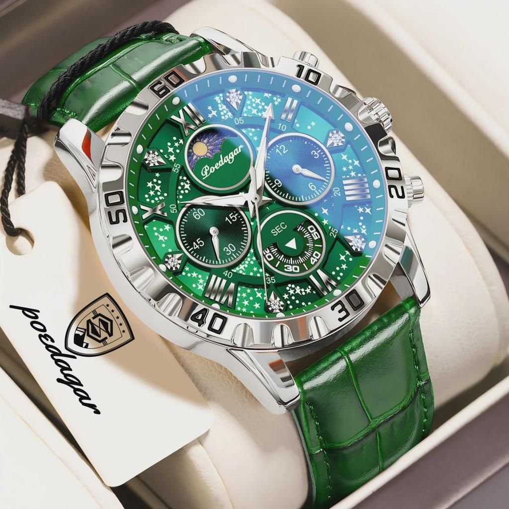 Top Military Man Wristwatch Waterproof Luminous Chronograph Leather Exquisite Watches Men Sports Quartz Watch