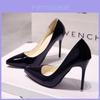 Elegant Black Pu Pointed Toe High Heels For Women With Waterproof Platform For Daily Wear