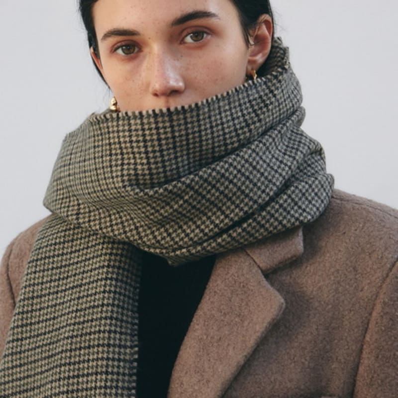 NICK&NICOLE NICOLE MILD CHECK MUFFLER_KHAKI