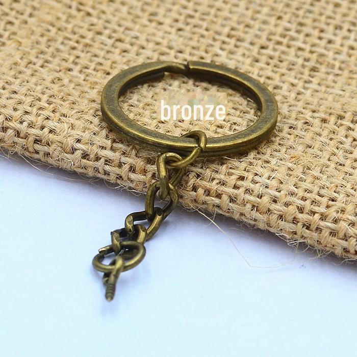 

28мм Плоске кільце Цвях з овечим вушком Брелок з гвинтом - Бронза 81188 / 25мм Пістолетний чорний