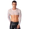 Mens See-Through Sheer Mesh Half Tank Tops Shirts Long Sleeve Body Chest Harness Crop Top Sexy Tanks Arm Sleeves Shrug Clubwear