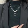Cool hip-hop double-layer cross necklace autumn and winter new fashion design sweater chain unisex accessories