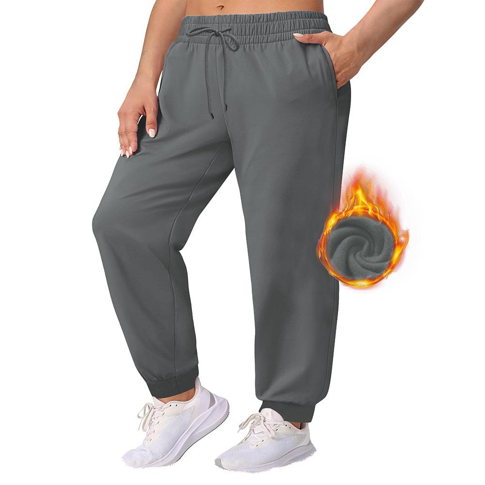 

Drawstring Plus-size Sports Pants Autumn/winter Women s 1XL-5XL Loose-fitting Cuffed Slow-running Fleece-lined Sports Pants 5XL
