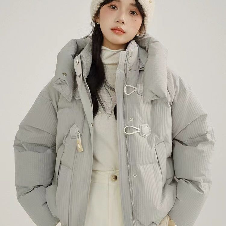 Short Down Cotton-padded Jacket Women's Winter Three-proof Thickened Warm Horn Buckle Small Jacket Trendy All-match