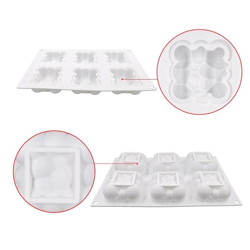 1PC Silicone Pastry Mold 6 Cavity 3D Cloud Dessert Mousse Cake Molds for DIY Craft Soap Candle Mold Cake Decoration Tools