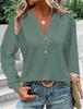 2023 Spring and Summer Europe and the United States New Women's Clothing Fashion Casual Solid Color Button V Neck Long Sleeve