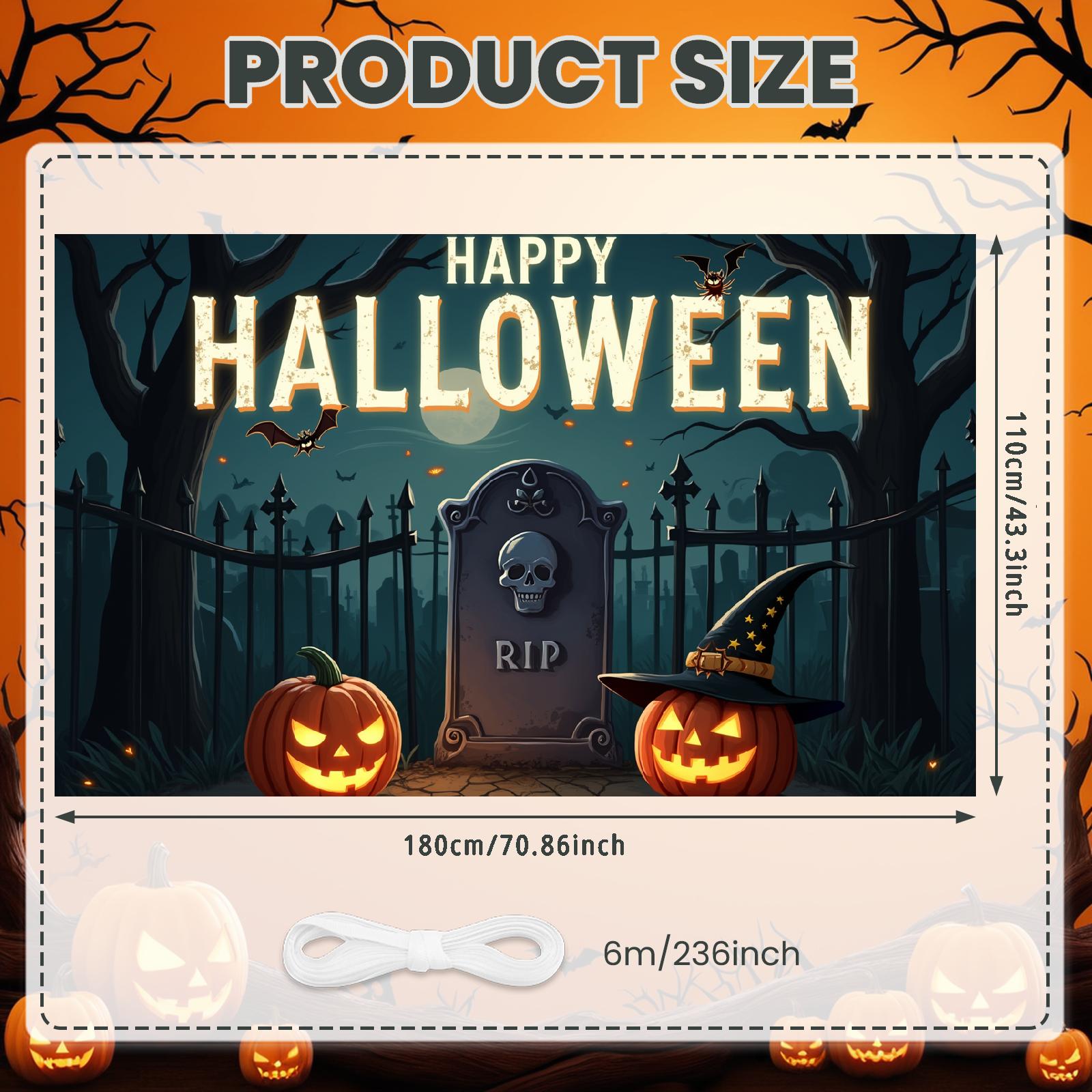 

Event Decoration Banner Spooky Elements Halloween Decoration Halloween Party Banner Graveyard Scene Spooky Backdrop For Spooky