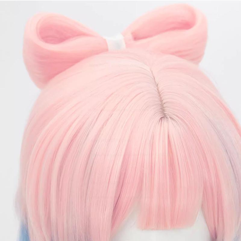 Professional Genshin Impact Cosplay Kokomi Cosplay Wig 120cm Pink Mixed Blue Heat Resistant Synthetic Hair Game Anime Cosplay Wigs + Wig Cap