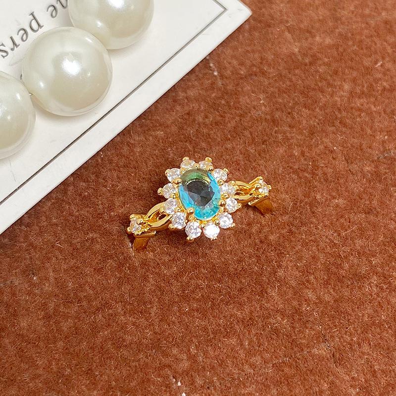 Mittelalterlicher Vintage Geometrischer Mikro-Inlay Personalisierter Öffnungsring Damenmode Retro Kalter Wind Nischendesign Ring