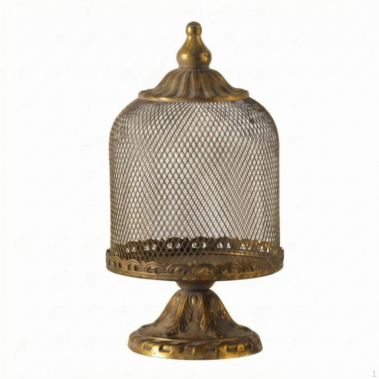 Decorative Pedestal Candle Holder Distressed Finish Vintage Ornate Top Timeworn