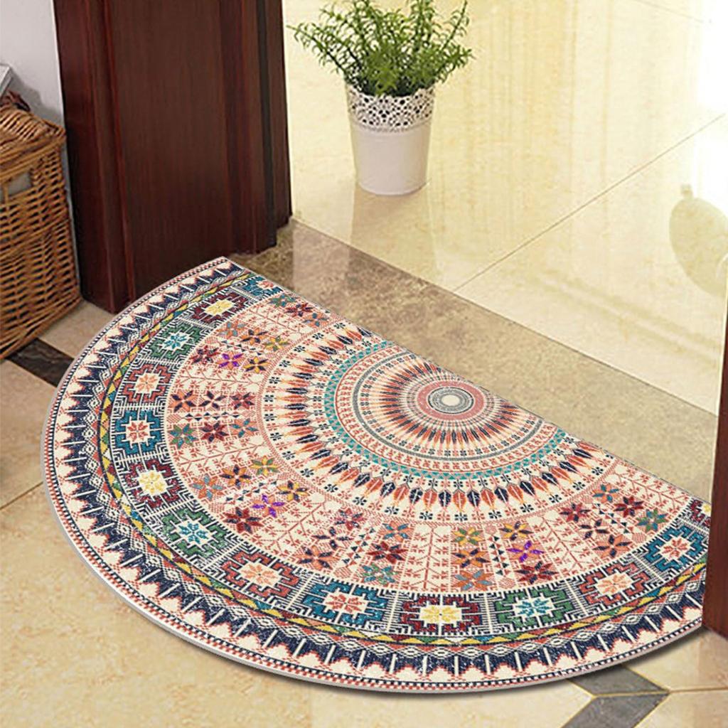 Semi Circle Welcome Half Moon Kitchen Rugs Inside Doormat Indoor Non Slip Washable Blue Circle Outdoor Rug For Home Decor