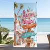 Summer Funny Beach Sign Seagull Print Beach Towel Artoon Letter Pattern Quick Dry Sand-Free Absorbent Soft Beach Blanket