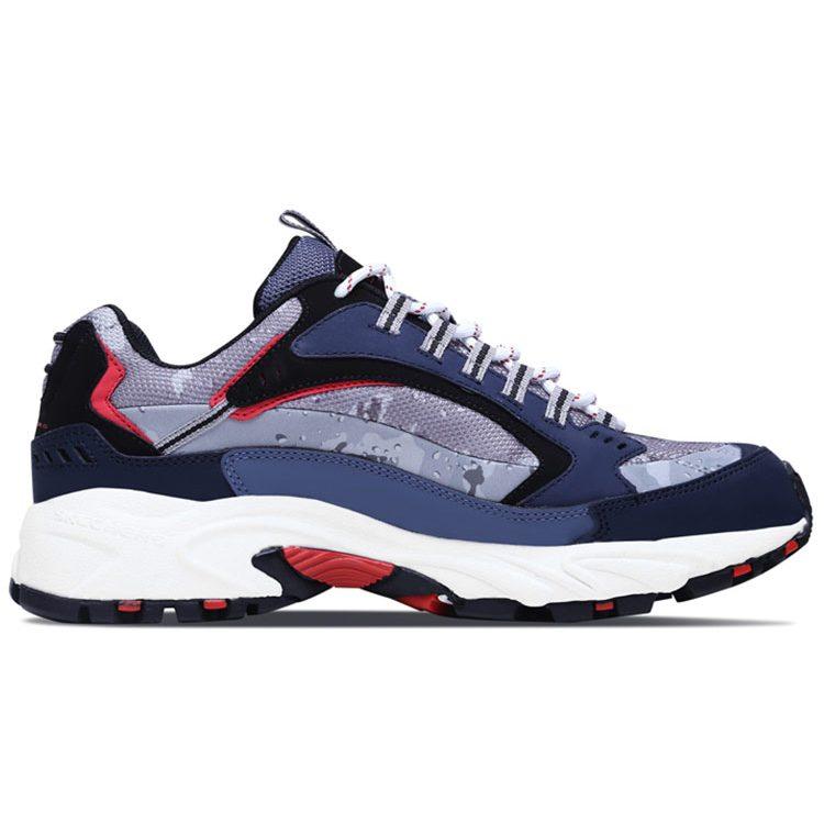 Skechers Stamina Textile, Synthetic Leather, Split Cow Leather Cushioning Abrasion Resistant Height Increasing 51286-NVGY