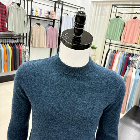 Men's 100% Wool High-Collar Knit Sweater – Thick, Warm, Solid Color, Perfect for Autumn and Winter