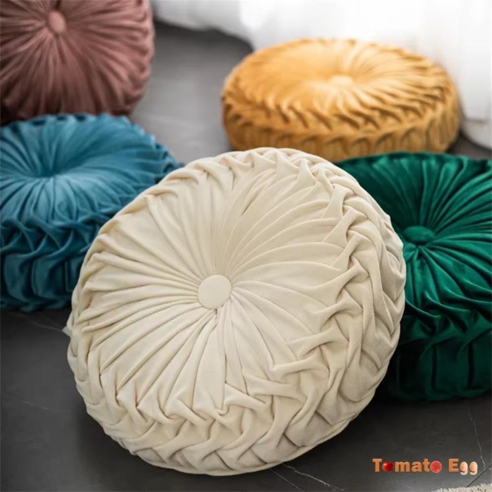 Velvet Pillow Round Pumpkin Seat and Back Cushions Lumber Support for Sofas Chairs Beds Cars Colorful Floor Cushions Home Decor