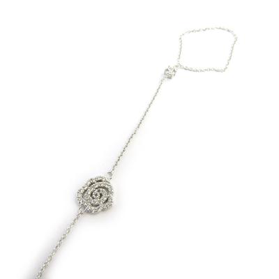 [M1774] - White 'Rosa Romantica' Silver Ring Bracelet