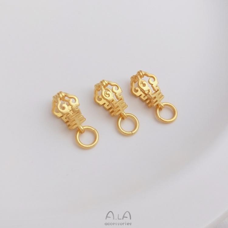 Vietnam Sand Gold Double Happiness Melon Seed Buckle - Strong Color Retention Donut Pendant Clip for DIY Jewelry.