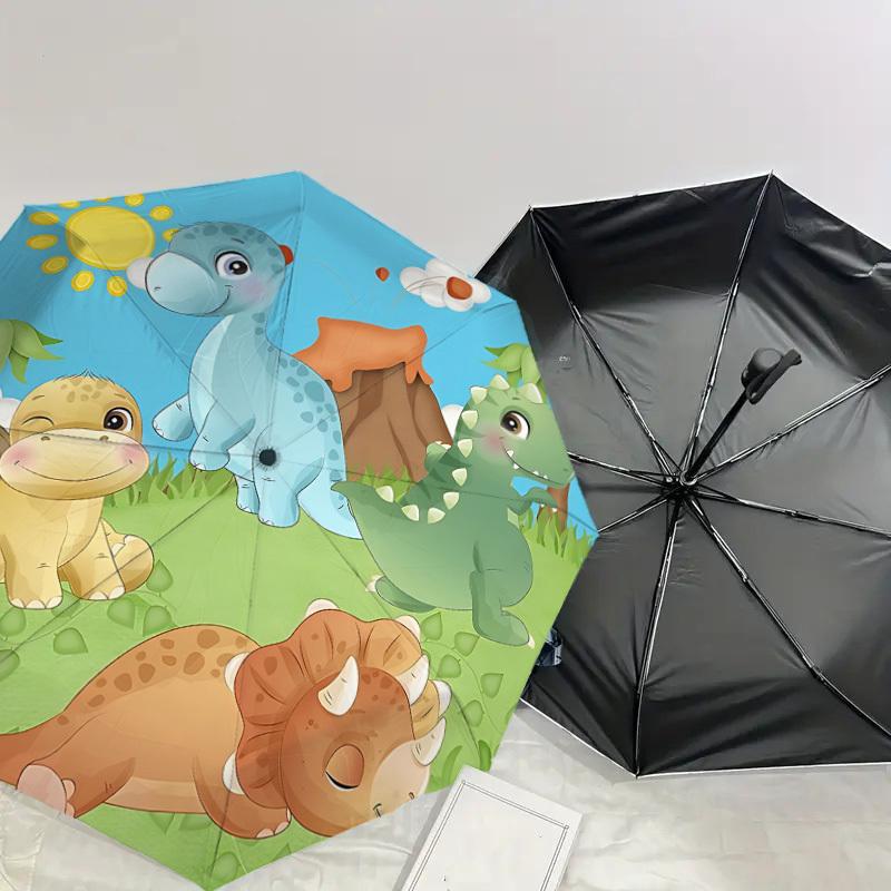 1PC dinosaur landscape Umbrella-8-Rib Reinforced, Automatic Open, Lightweight & Durable, Cute Fashion Accessory for Outdoor, Beach or Casual Use, Beac