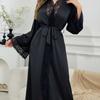 Neuer einfarbiger Spitzen-Nachthemd-Bademantel-Pyjama für Damen