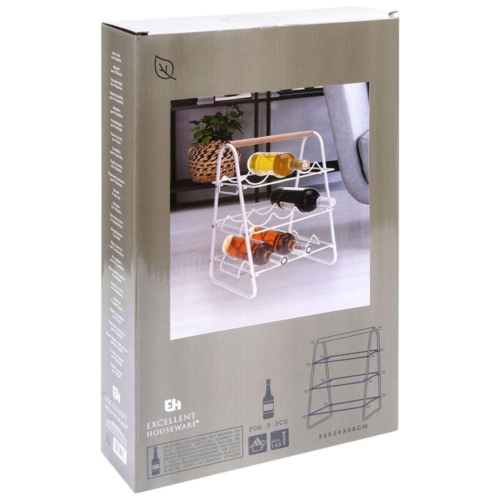 White Metal Wine Rack 9 Bottles