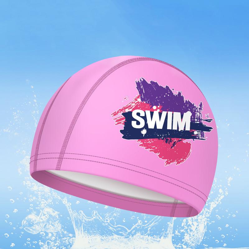 PU Waterproof Swimming Caps Long Hair Ear Protection Comfortable Swim Cap Large Size Adult Printed Swimming Cap Pool Accessories