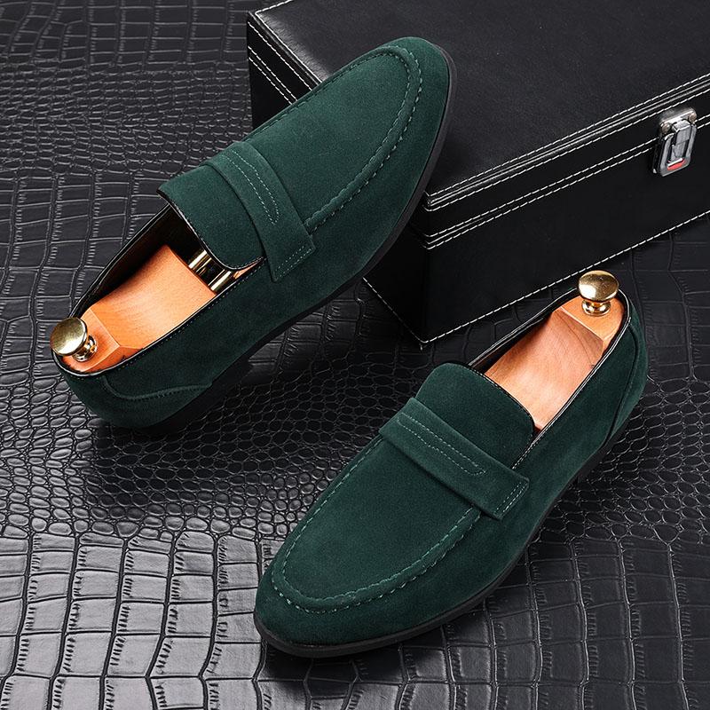 New Men Charm Pointed Suede Slip On Penny Oxford Flats Casual Shoes Homecoming Wedding Dress Prom Zapatillas Hombre