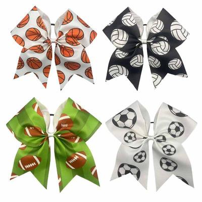World Cup Kids' Sports Bow Hair Tie with Football, Volleyball, and Basketball Design