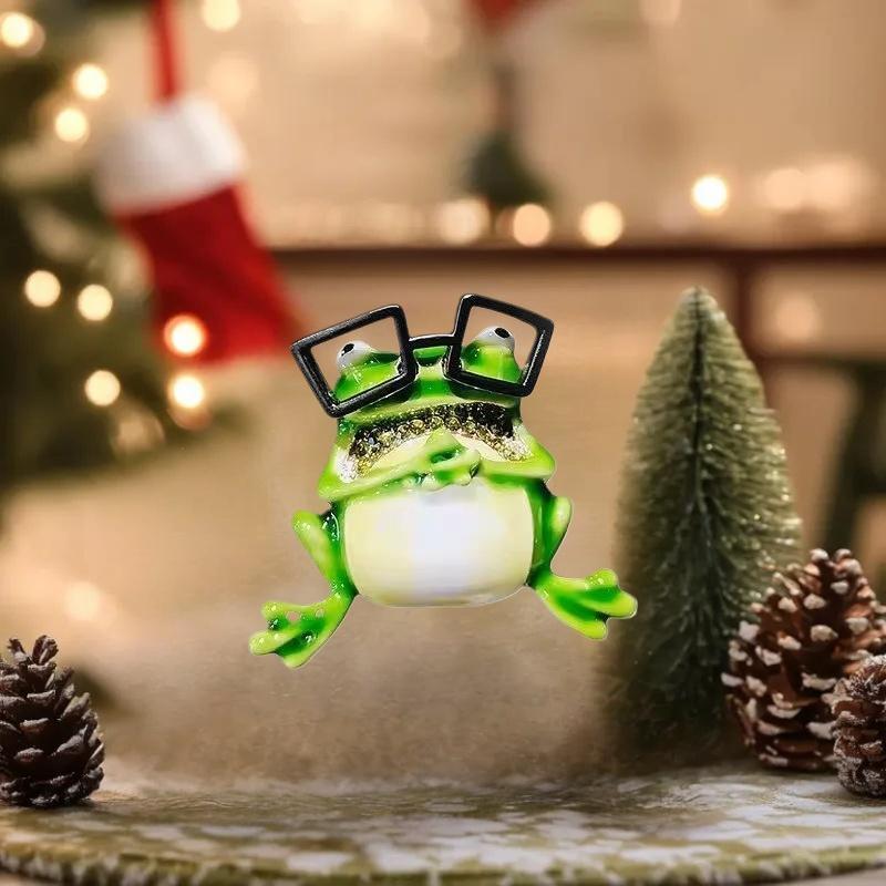 Cute Unique Glasses Frog Brooch For Women Men Personality All-Match Animal Pin Brooch  Party Jewelry Accessories Gift