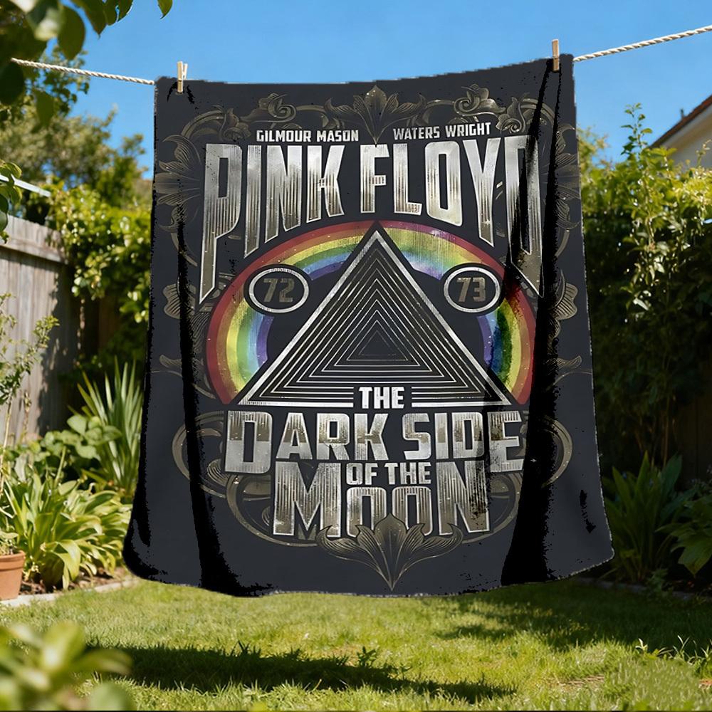 1pc Pink Floyd Outdoor Flannel Blanket, Lightweight Warm Cozy for Travel Camping Office Soft Polyester Fabric