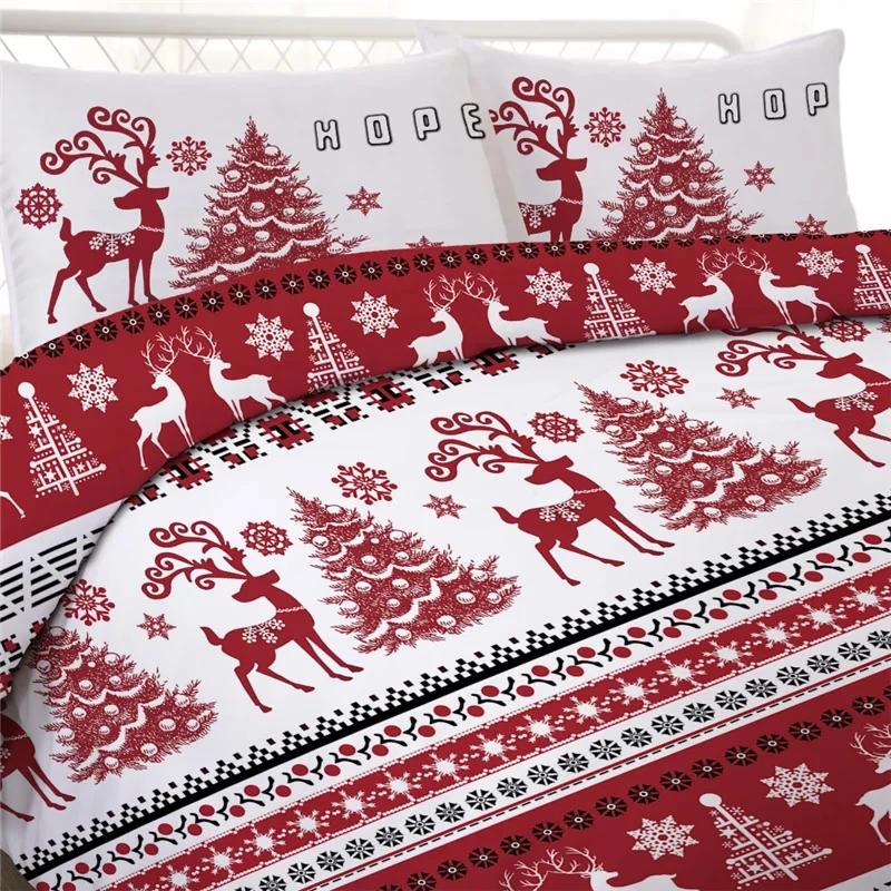 Christmas Duvet Cover Set Snowflake Red Elk Reineer Tree Queen King Double Bedding Set Twin Single Boys Adult New Gift