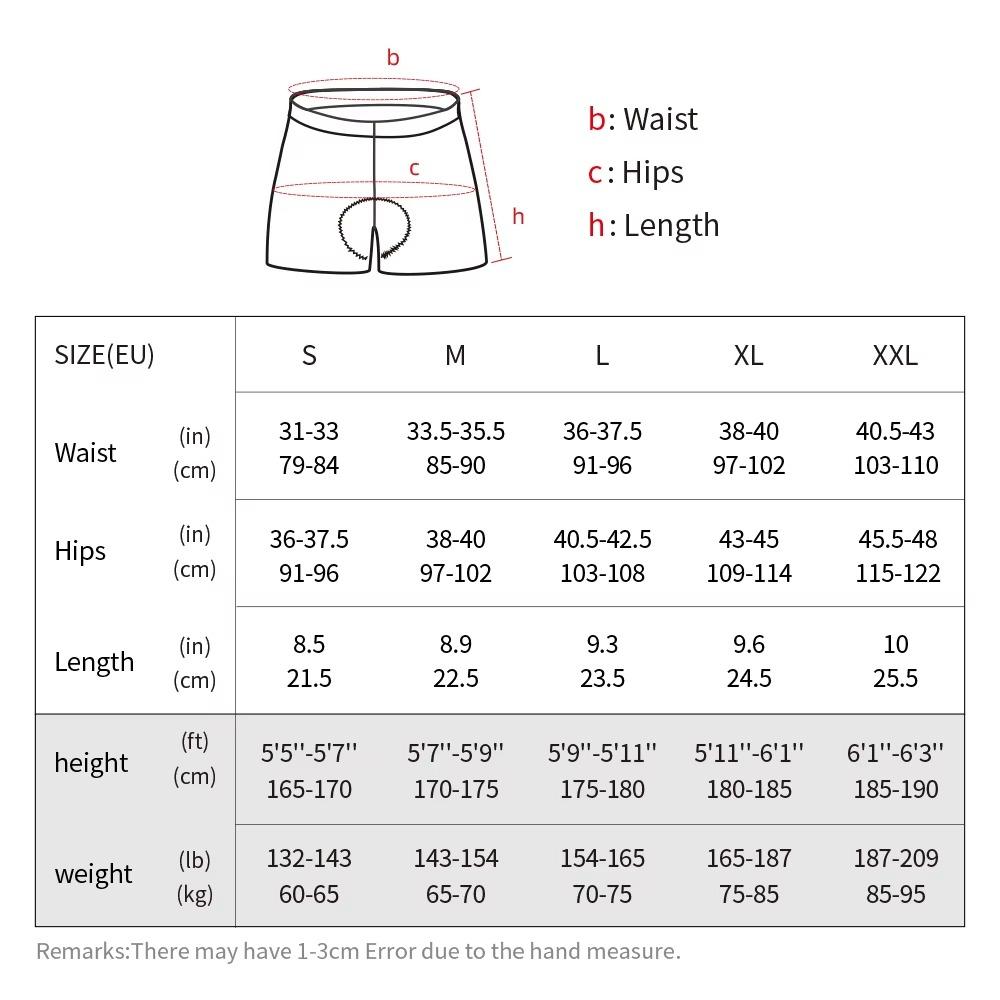 Mens Cycling Shorts Breathable Gel Padded Bicycle Underwear Shockproof Road Mountain Bike Underpants