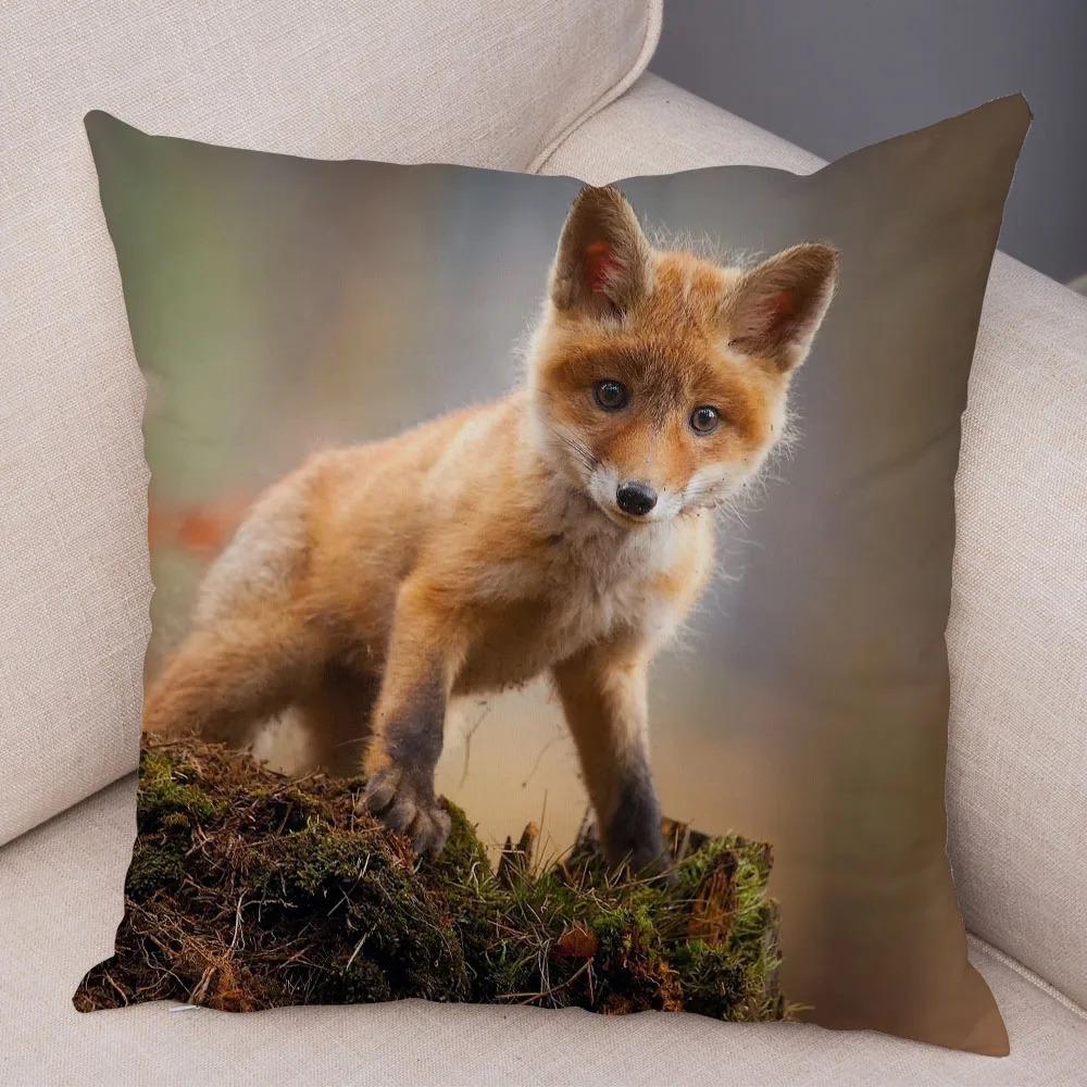 Cute Wild Fox Pillowcase Office Living Room Car Ornaments Home Pillowcase