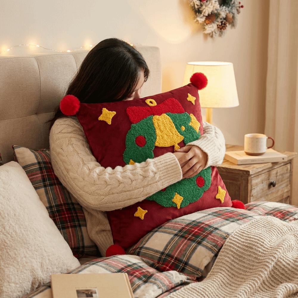 Square Christmas Pillow Covers Cartoon Santa Claus Xmas Pillowcase  Christmas Decor