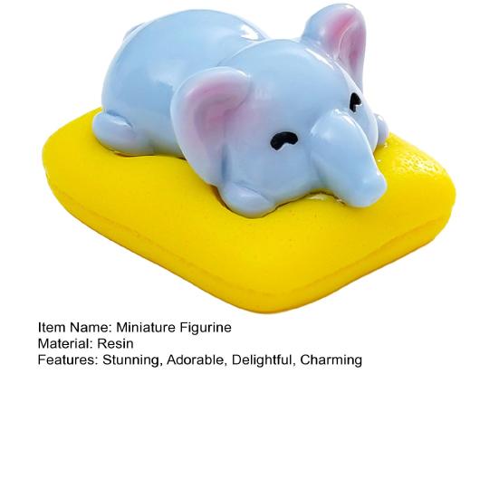 3 Pcs Mini Sleeping Animal on Pad Figurines Cute Miniature Kitten Panda Elephant Capybara Sculpture for DIY Crafts Dollhouse Car Interior Office Desk