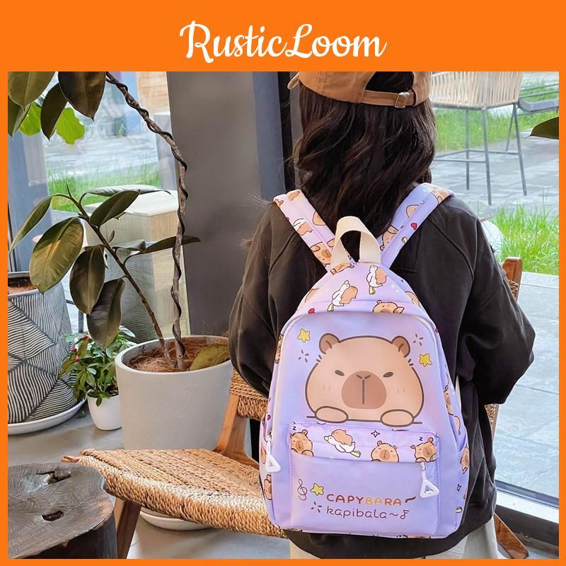 And Spacious Cute Childrens Cartoon Capybara Backpack For Boys And Girls In Nylon Soft