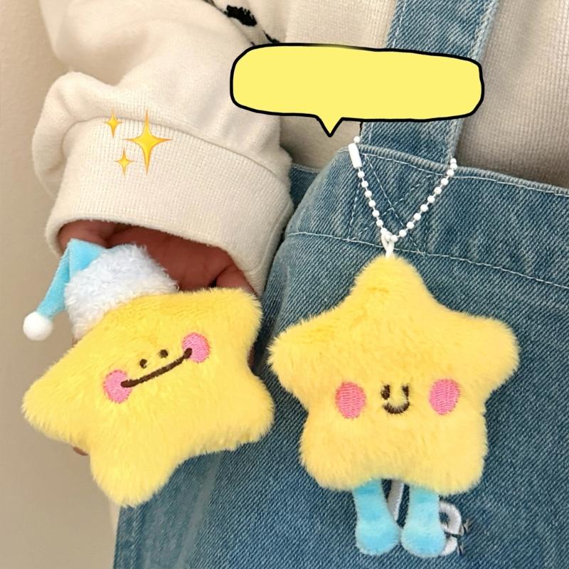 Soft Star Keychain Plush Toy Charm For Bags Backpacks Car Decoration
