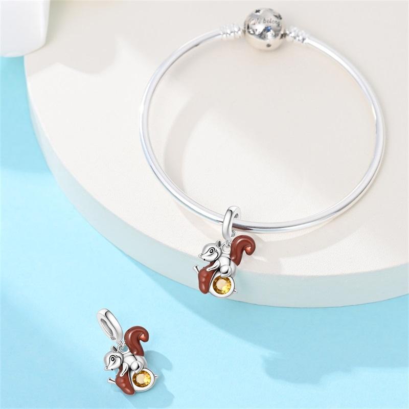 Autumn Charms Copper Brown Squirrel Pumpkin Bees Charms Beads Fit 3Mmoriginal Bracelets Diy Jewelry Warm Gifts