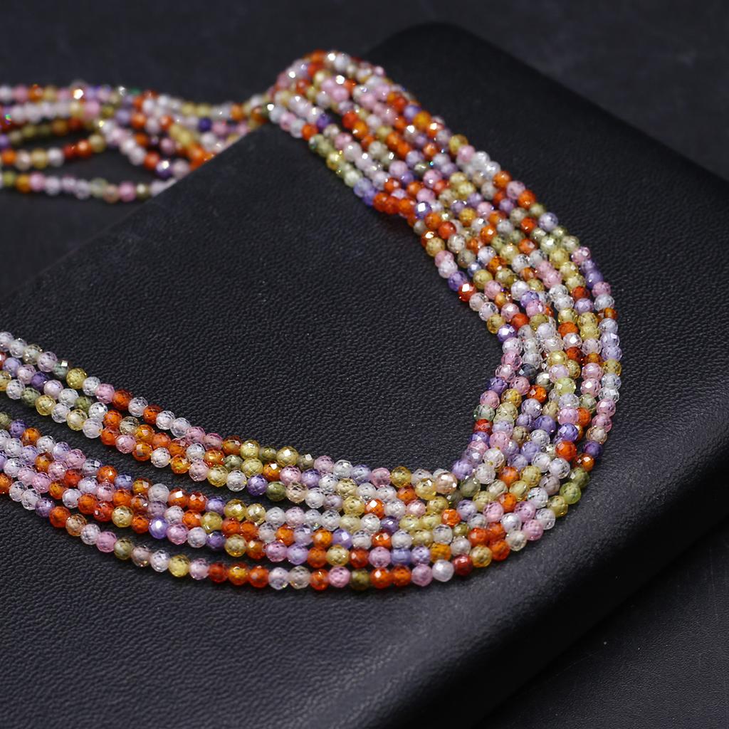 Facettierte Perlen aus Naturstein, Zirkon, kleine Perlen, 3 mm, Charms für Schmuckherstellung, DIY-Halskette, Armband, Ohrringe, Zubehör